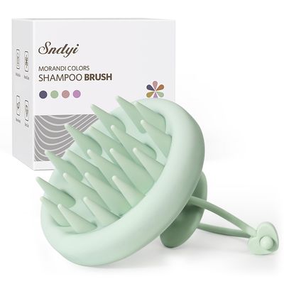 Sndyi Silicone Scalp Massager Shampoo Brush, Hair Scrubber with Soft Silicone Bristles, Scalp ScrubberExfoliator for Dandruff Removal, Wet Dry Scalp Brush for Hair Growth &amp; Scalp Care, Mint Green