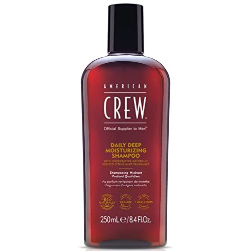 AMERICAN CREW Shampoo for Men, Daily Deep Moisturizer, Naturally Derived, Vegan Formula, Citrus Mint Fragrance, 8.45 Fl Oz