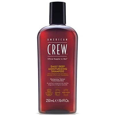 AMERICAN CREW Shampoo for Men, Daily Deep Moisturizer, Naturally Derived, Vegan Formula, Citrus Mint Fragrance, 8.45 Fl Oz