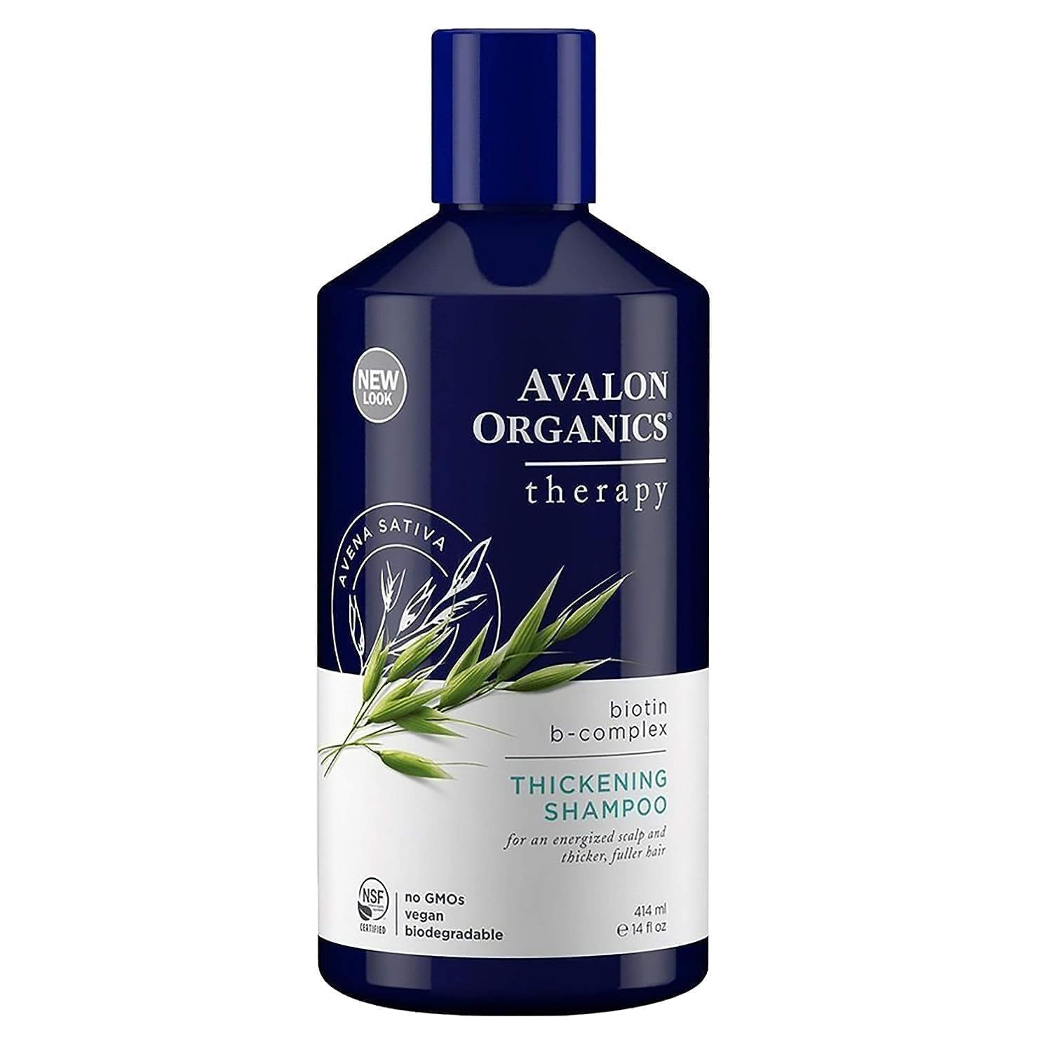 Avalon Organics Biotin Shampoo - Therapy B-Complex Thickening Shampoo for an Energized Scalp &amp; Fuller, Thicker-Looking Hair, 14 Fl Oz