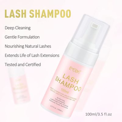 EMEDA Lash Shampoo Kit - 3.38 fl.oz 100ml Gentle Foam Lash Cleanser, Oil-Free Cleaning for Wash ExtensionNatural Eyelash Bath with Rinse Bottle Lash Brush