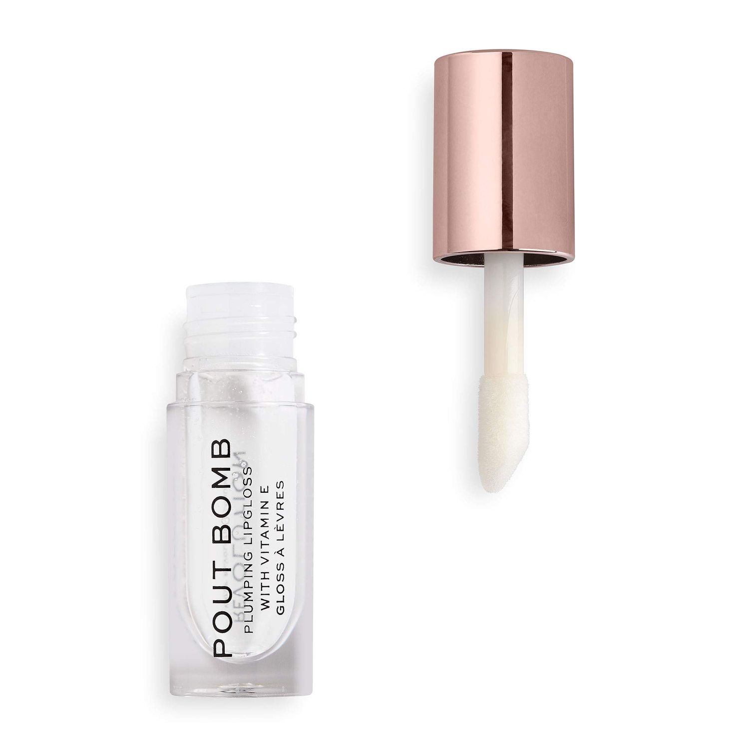 Revolution Beauty, Pout Bomb Plumping Lip Gloss, High Shine, Rich Glossy Pigment, Infused with Vitamin E, Glaze Clear, 0.15 Fl. Oz.