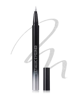 Silver Diamond Glitter Liquid Eyeliner Pen, Shimmer Eye Liner Waterproof Long-Stay, Metallic Satin Finish Colored Eyeliner, Ultra-Fine Tip Smudge-Proof, High Pigmented Eye Brightener Pen for Stage-04