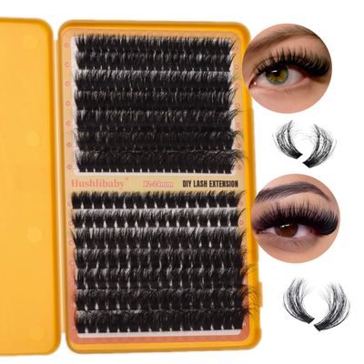 Fluffy Lash Clusters Thick 80100D Volume Eyelash Clusters 12-24mm Wispy Individual Lashes D Curl Flat Cluster Eyelash Extensions 252pcs DIY Lash Extension for Beginners by Hushlibaby