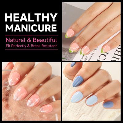 UNA GELLA Extra Short Almond Nail Tips 12 Sizes Short Almond Gel x Nail Tips 120Pcs Soft Gel Nail Tips Clear Full Cover Nail Tips Acrylic False Nails Press On Nails for Nail Extension DIY Salon