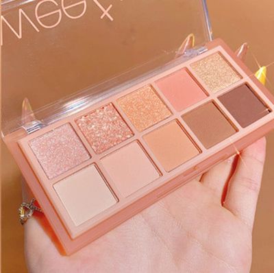 Go Ho 10 Colors Eyeshadow Palette,Matte&amp;Glitter&amp;Shimmer Eyeshadow Korean Makeup,Long Lasting Blendable Shades,Naturing-Looking,Waterproof Cool Eye Shadow Makeup Palette,01