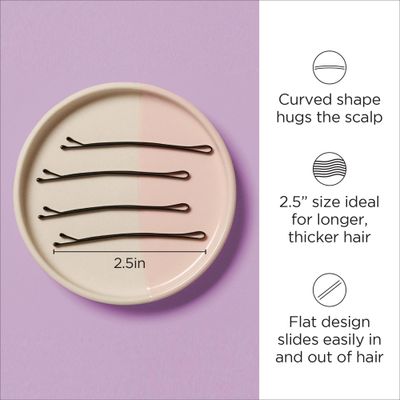 Diane Hair Bobby Pins for Women  Large 2.5 - Black, Curved Flat Design with Ball Tips, D428-40 Count (Pack of 1)