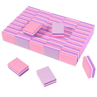 CGBE Nail Buffer, Buffer Block Nail File 100180 Grit, Mini Nail Buffers Block Sponge Double Sided Nail File for Acrylic Nails Manicure Tools 50PCS (Pink-Purple)