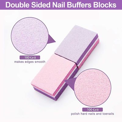 CGBE Nail Buffer, Buffer Block Nail File 100180 Grit, Mini Nail Buffers Block Sponge Double Sided Nail File for Acrylic Nails Manicure Tools 50PCS (Pink-Purple)