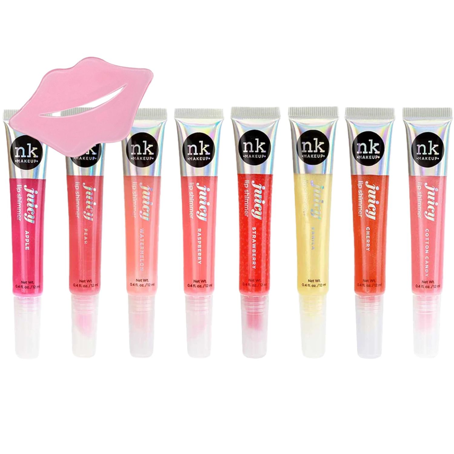 Glam Lux Nicka K Juicy Lip shimmer Lip Gloss Set of 8 &amp; keychain gifts for aunts, women, girls, teens, moms