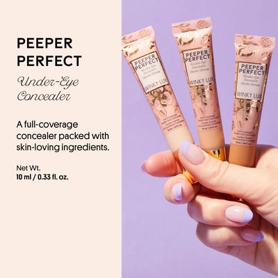 Winky Lux Peeper Perfect Under Eye Concealer, Makeup &amp; Eye Brightener, Full Coverage Concealer for Dark Circles, Color Corrector &amp; Eye Primer, With Collagen, Hyaluronic Acid &amp; Vitamin E (Light)