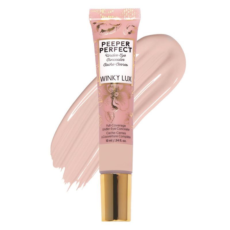 Winky Lux Peeper Perfect Under Eye Concealer, Makeup &amp; Eye Brightener, Full Coverage Concealer for Dark Circles, Color Corrector &amp; Eye Primer, With Collagen, Hyaluronic Acid &amp; Vitamin E (Light)