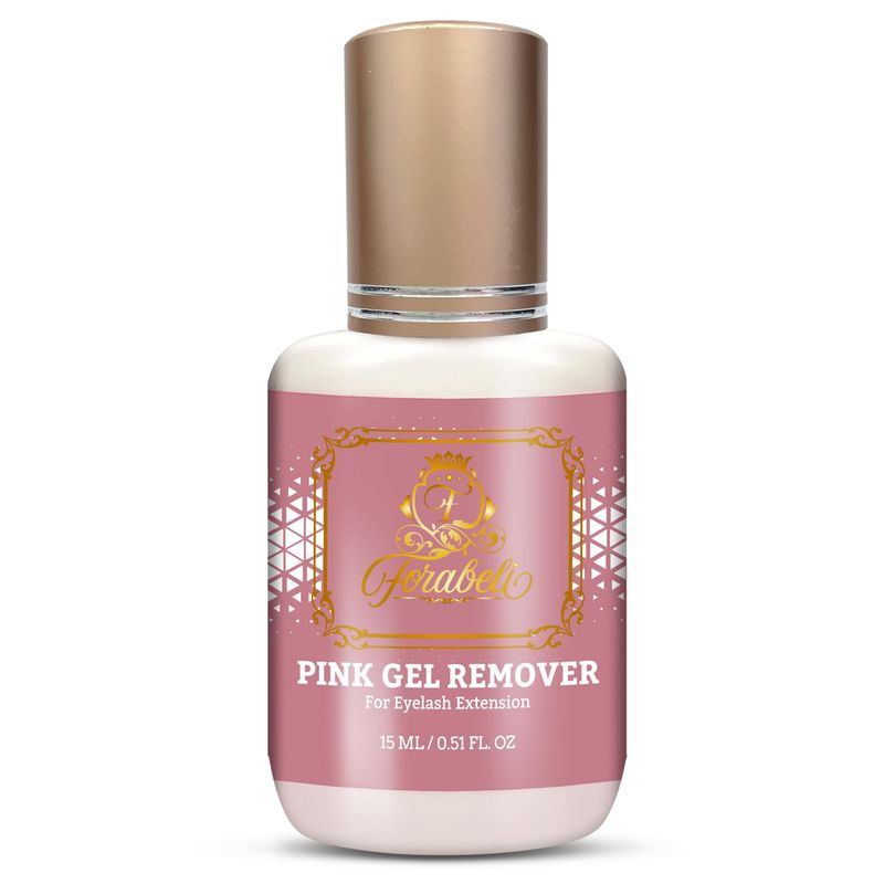 Forabeli Pink Gel Lash Remover for Eyelash Extensions, 15ml, Safe and Gentle Formula, Easy to Apply, Versatile and Efficient
