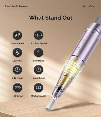 MelodySusie Electric Nail Drill Professional 30000 RPM, Portable Rechargeable Nail File,SC300F Cordless Nail E File for Acrylic Nails Gel Polishing,Efile Nail Kit for Manicure Pedicure Salon Home