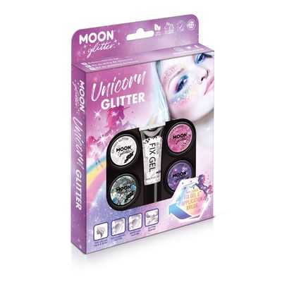 Unicorn Glitter Kit by Moon Glitter - 100% Cosmetic Glitter for Face, Body, Nails, Hair and Lips