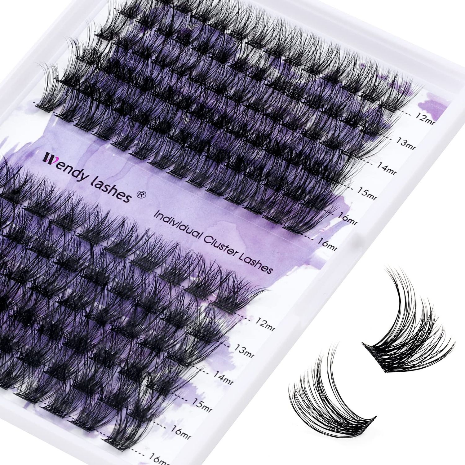Individual Lashes Lash Clusters D Curl DIY Lash Extension Wide Stem Length Thin Band Cluster Lashes Reusable Eyelash Extension Soft Wispy Lash Extension ClustersHybridVolume-0.07D 12-16mm Mixed)