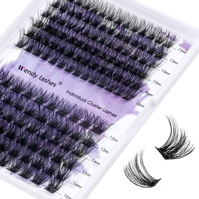Individual Lashes Lash Clusters D Curl DIY Lash Extension Wide Stem Length Thin Band Cluster Lashes Reusable Eyelash Extension Soft Wispy Lash Extension ClustersHybridVolume-0.07D 12-16mm Mixed)