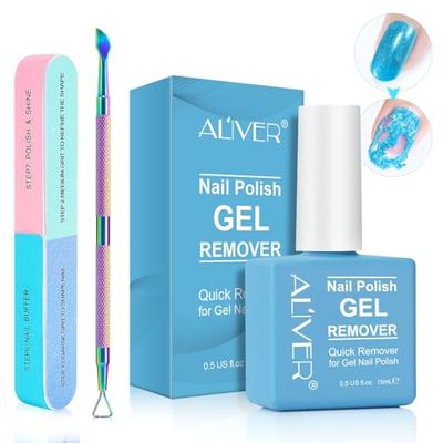 ATOANY Gel Nail Polish Remover 0.5 Fl Oz with Nail File &amp; Nail Polish Scraper, Professional Gel Polish Remover for Nails, Easily &amp; Quickly Remove Nail Polish in 3-5 Minutes, Doesn&#39;t Hurt Nails