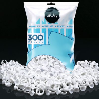 300PCS Glue Rings AliOry Glue Rings for Eyelash Extensions Disposable Rings for Lashes Lovely Shape Lash Fan Blossom Glue Cups Lash Extension Supplies Lash Supplies for Eyelash Extensions.