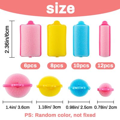 MAQIHAN 36PCS Foam Hair Rollers - Sponge Rollers for Hair Heatless Curlers in Four Sizes - Soft Sleeping Thin Hair Curl Overnight Rolos for Any Hair Type - Includes Instructions