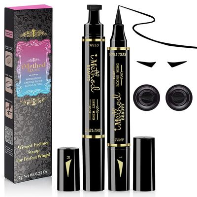 iMethod Eyeliner Stamp - 2 Pens Winged Eyeliner Stamp, for All Eye Shapes, Winged Eyeliner Stamp, Perfect Wing Cat Eye Liner, Waterproof &amp; Smudge-proof, 10 mm