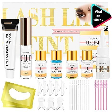 Lash Lift Kit &amp; Brow Lamination Kit - 4 in 1 Professional Black Color Eyelash Perm &amp; Eyebrow Lamination Kit, Easy for Beginner, Safe Effective Eyelash Eyebrow Lift Diy Kit - Salon Quality at Home