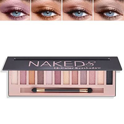 Fusang 12 Colors Naked Eyeshadow Palette,Natural Matte Nude Eyeshadow Palette Shimmer Highly Pigment Eye Shadow Pallete Set Long Lasting &amp; Waterproof Smokey Smokey Glitter Eye Makeup with Brush B