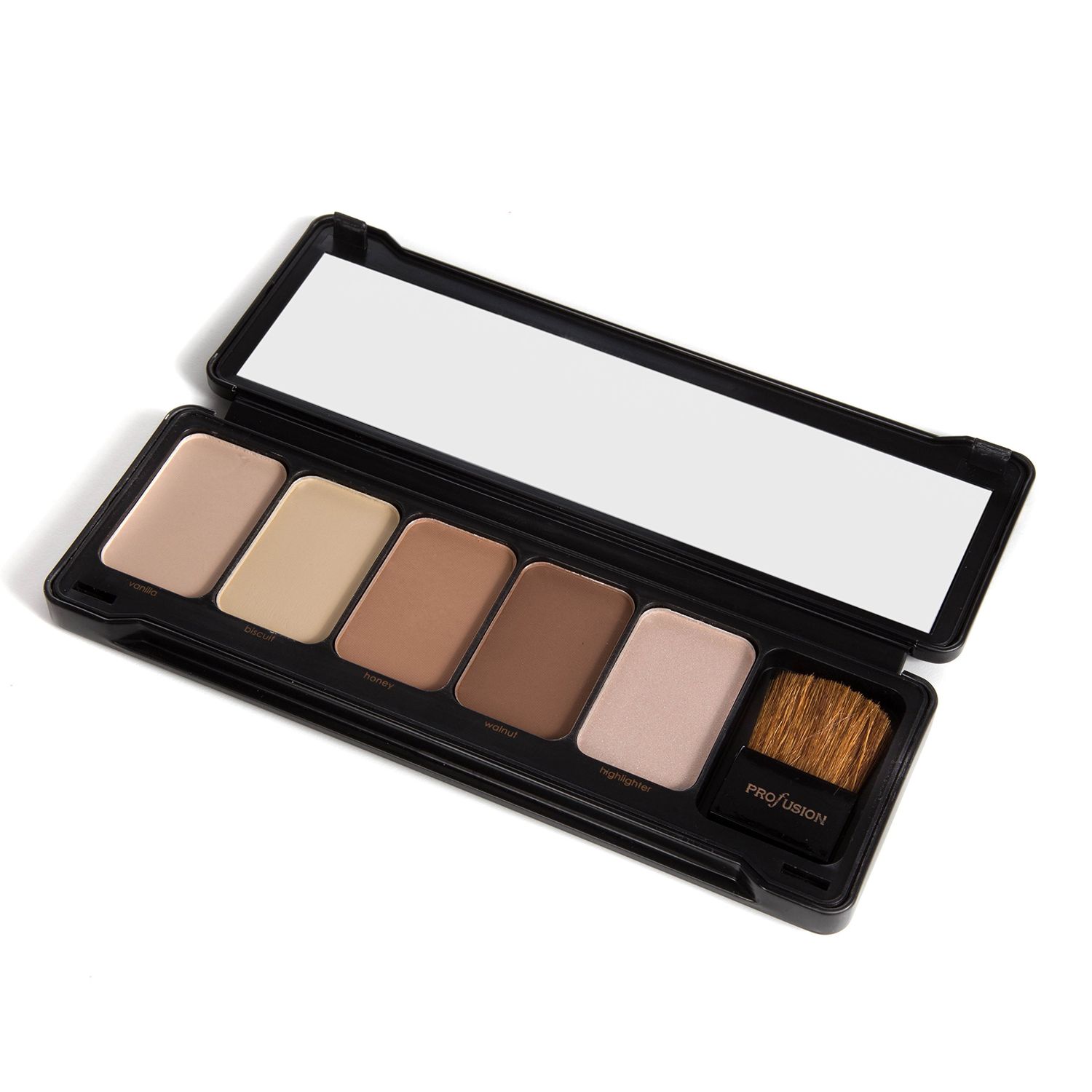 Profusion Cosmetics - Contour - Professional 5 Color Palette Highlight Bronzer Makeup Kit With Application Brush - Vanilla Biscuit Honey Walnut Highlighter