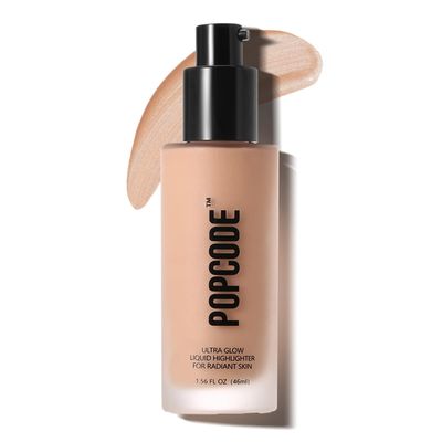 POPCODE Ultra Glow Liquid Highlighter Makeup for A Glowing Skin, Soft-Focus Look, Enriched with Hydrating Squalane Oil - Wear Alone or Under Makeup, Vegan &amp; Cruelty-Free(1.56 oz)