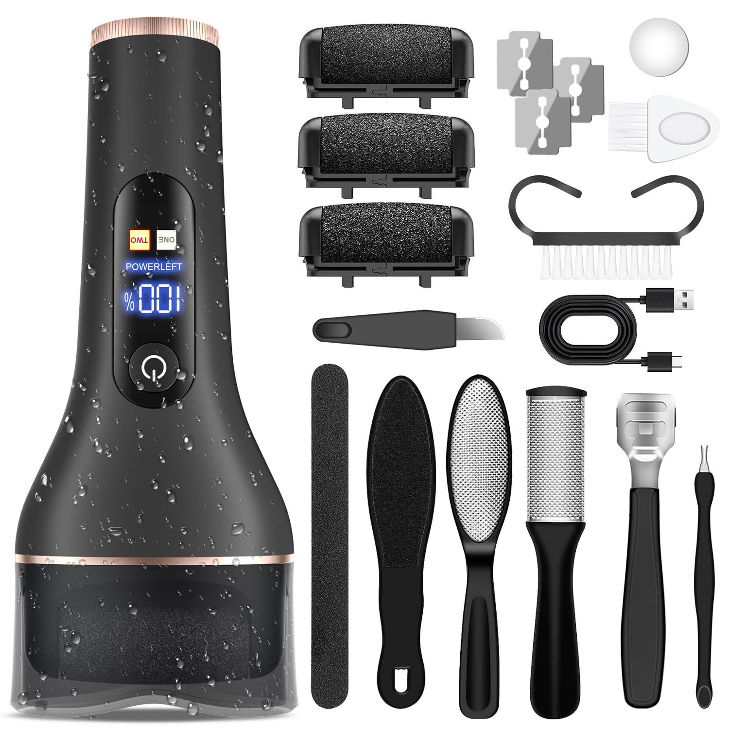 Electric Callus Remover for Feet,Rechargeable Portable Electronic Foot File Pedicure Kits,Professional Waterproof Pedi Feet Care Tools Wet&amp;Dry Foot Scrubber File Perfect for Hard Cracked Dry Dead Skin