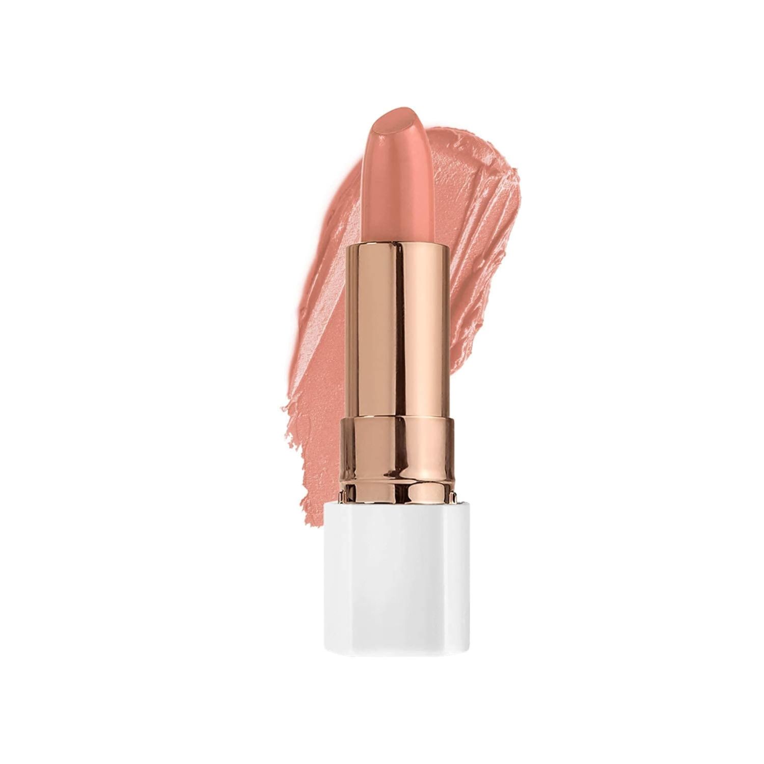 FLOWER BEAUTY By Drew Barrymore Petal Pout Lipstick - Nourishing &amp; Highly Pigmented Lip Color with Antioxidants, Matte Finish - Peachy Nude