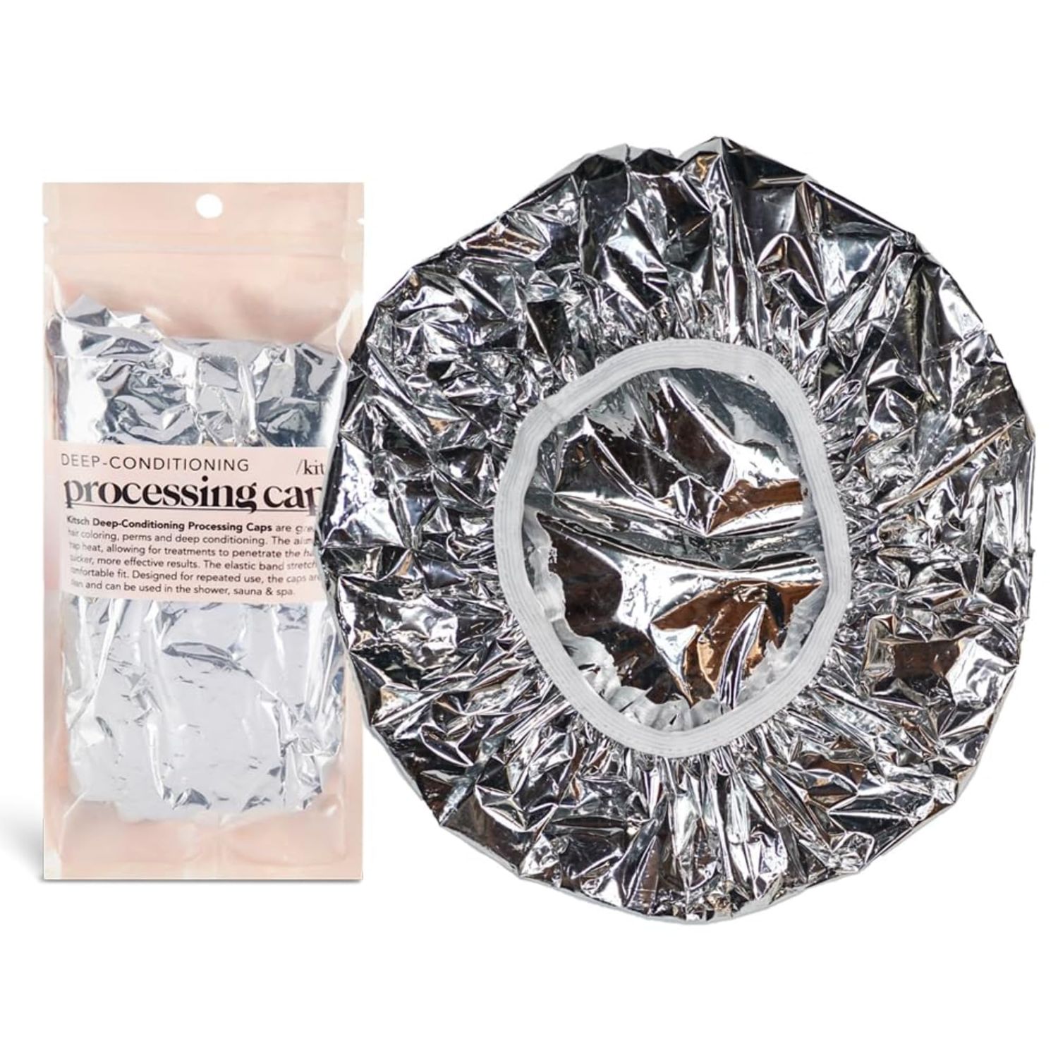 Kitsch Aluminum Foil Hair Heat Cap for Deep Conditioning - Reusable Heating Cap for Deep Conditioner, Tin Foil Hat &amp; Deep Conditioning Heat Cap for Hair Treatments, Processing Cap for Hair, Foil Cap