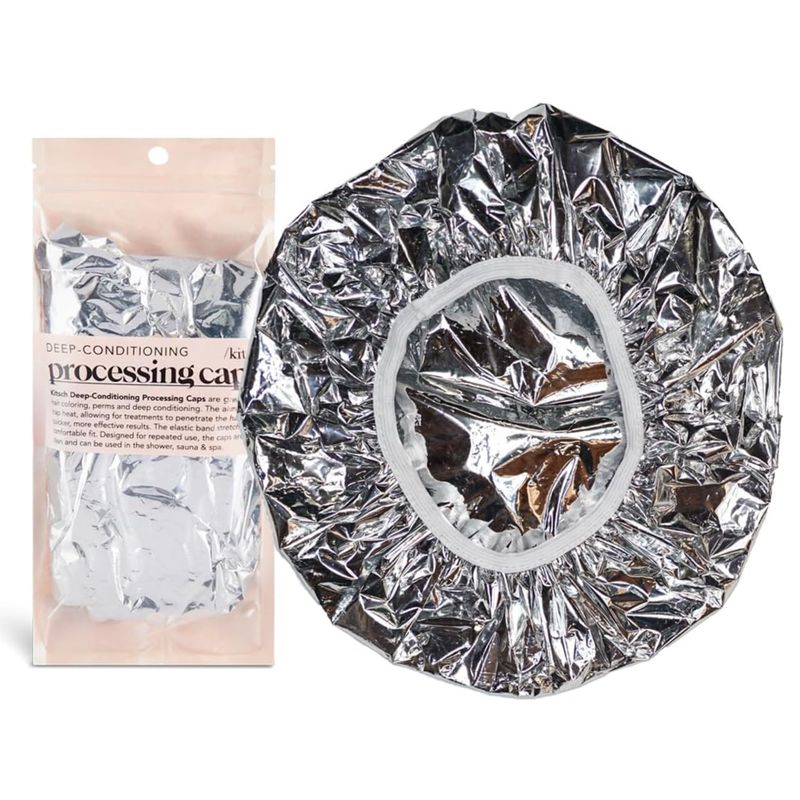 Kitsch Aluminum Foil Hair Heat Cap for Deep Conditioning - Reusable Heating Cap for Deep Conditioner, Tin Foil Hat &amp; Deep Conditioning Heat Cap for Hair Treatments, Processing Cap for Hair, Foil Cap