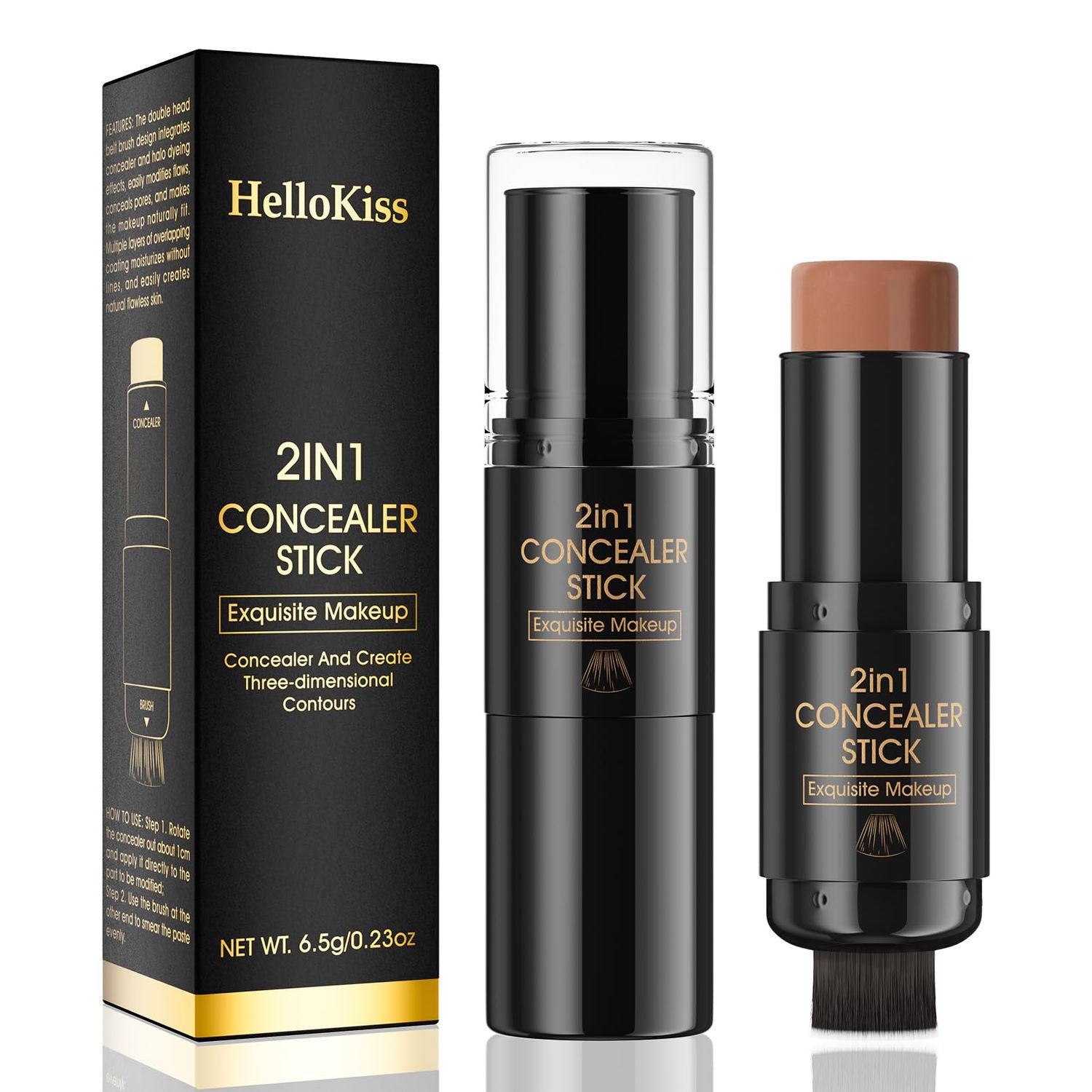 2 In 1 Cream Contour Stick Makeup with Built-In Brush, Makeup Concealer Stick for Women, Long Lasting, Waterproof, Matte (#05)