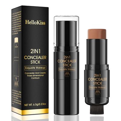 2 In 1 Cream Contour Stick Makeup with Built-In Brush, Makeup Concealer Stick for Women, Long Lasting, Waterproof, Matte (#05)