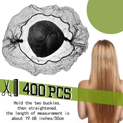 400 Pcs Hair Nets for Women Hair Nets for Food Service Invisible Elastic Edge Mesh 20 Inches Hair Nets, Ballet Dance Hair Bun(Black)