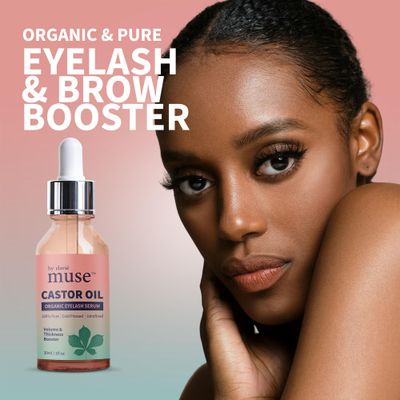 Muse by Elavi Organic Castor Oil Eyelash &amp; Brow Serum - 100% Pure, Cold-Pressed, Hexane-Free Conditioning Oil for Fuller-Looking Lashes &amp; Brows