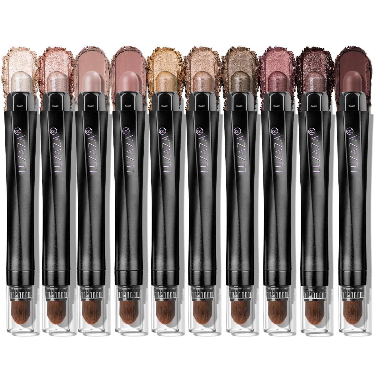 LUXAZA PRO 10PCS Eyeshadow Stick,Shimmer And Matte Brown Metallic Cream Eyeshadow Pencil Crayon with Smudge-proof &amp; Waterproof,Eye Brightener Stick - Life&#39;s Surprise
