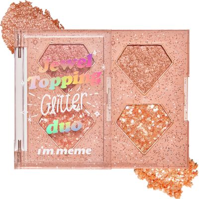 I&#39;m Meme Glitter Eyeshadow Palette - Jewel Topping Glitter Duo | Long Lasting, 2 Shades, Fine Sparkle, 02 Coral Jewel, 0.10 Oz