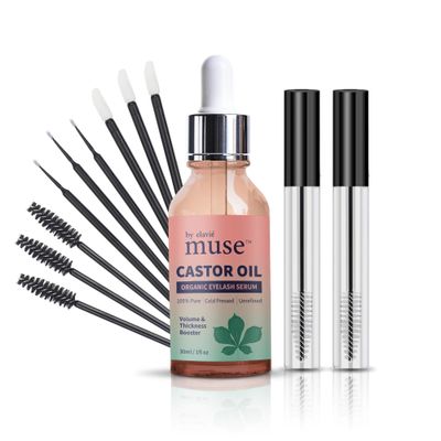 Muse by Elavi Organic Castor Oil Eyelash &amp; Brow Serum - 100% Pure, Cold-Pressed, Hexane-Free Conditioning Oil for Fuller-Looking Lashes &amp; Brows