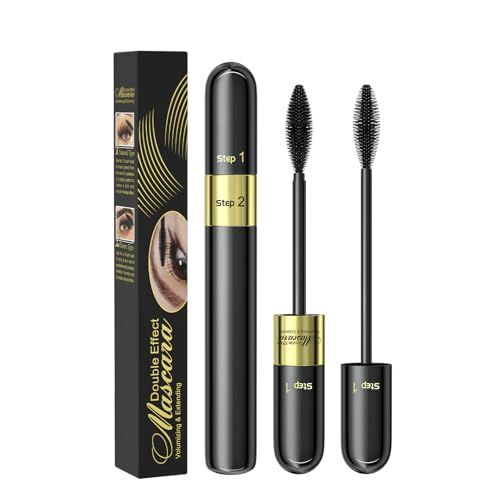 Waterproof Liquid Lash Extensions Mascara 2in1 Cool Black Volume Length Mascara Long-lasting Curling Smudge-proof No Clumping (1pcs Black Tube)