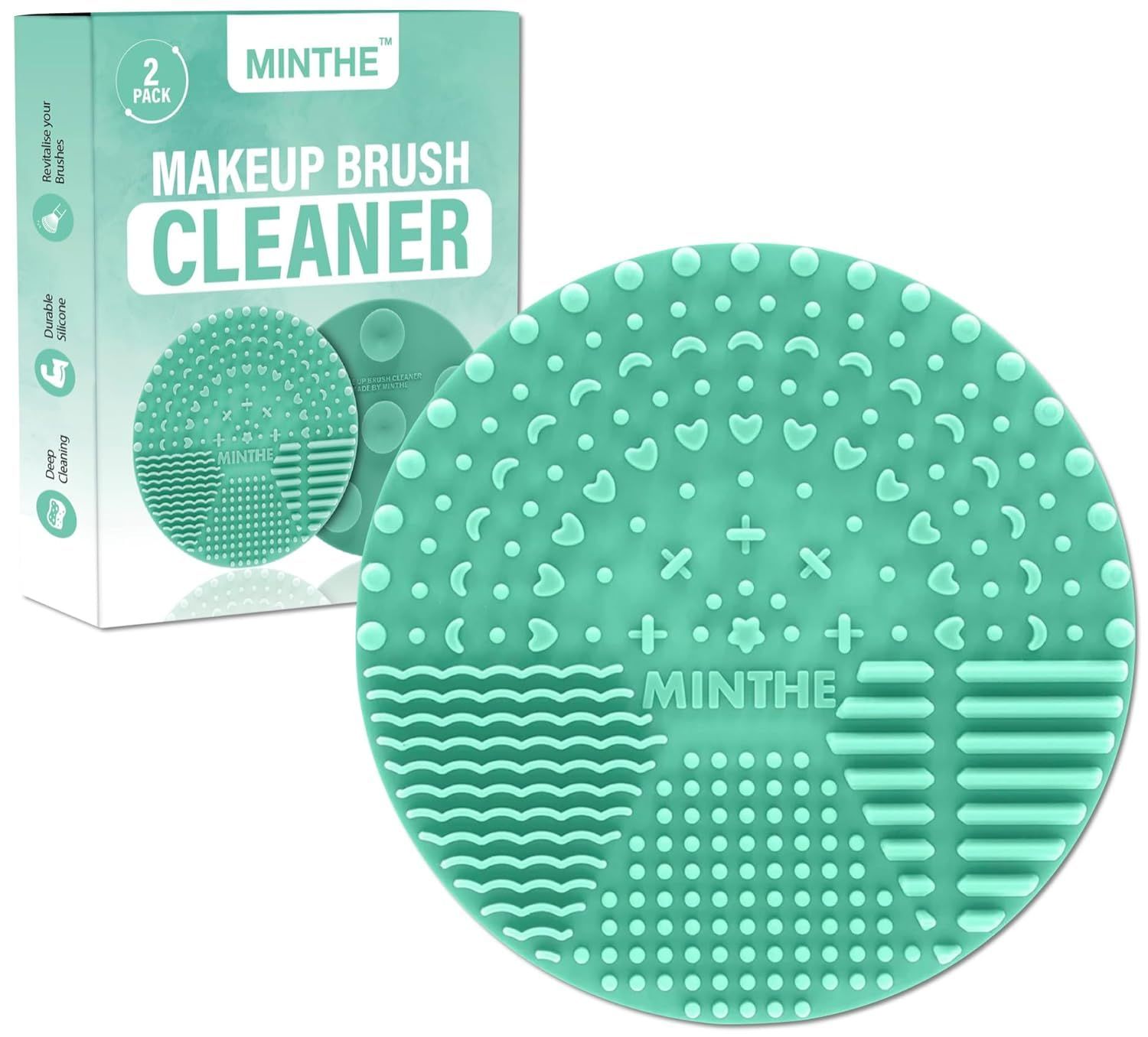 MINTHE Makeup Brush Cleaner Mat | 2 Pack | Silicone Makeup Brush Cleaning Mat, Make Up Brush Cleaner Pad, Makeup Brush Mat Cleaner, Makeup Cleaner, Make Up Brushes Cleaning