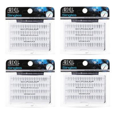 Ardell False Eyelashes Regular Medium, Individual Lash Singles, Natural Black for Flawless Eyelash Extension Look, 4 Pack