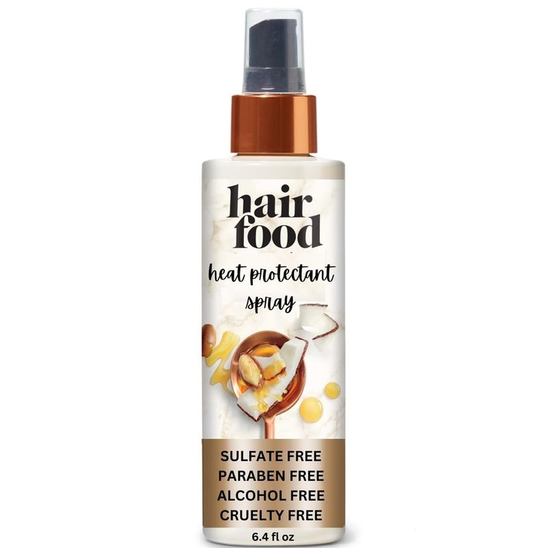 Hair Food Coconut &amp; Argan Oil Heat Protectant Leave-In Spray for All Hair Types, 450F Heat Protection, Sulfate-Free, Paraben-Free, Dye-Free, Alcohol-Free, Adds Shine, 6.4 Fl Oz