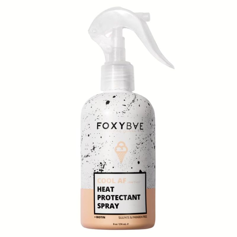 FoxyBae Heat Protectant Spray - Thermal Hair Styling Mist for Curling Iron &amp; Blow Dryer - Prevents Frizz, Damage &amp; Breakage, 8oz