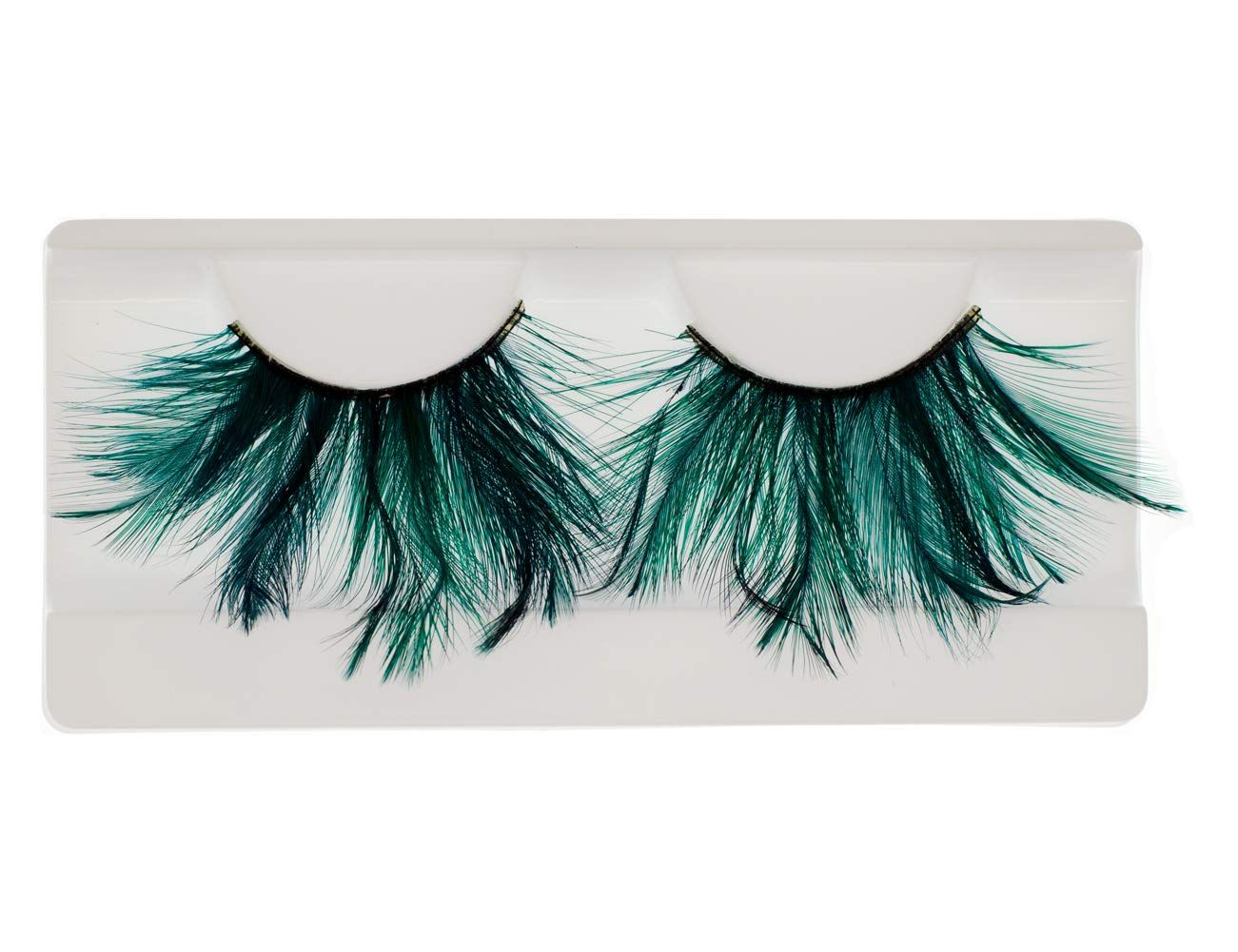 EMILYSTORES Green Faux-Feather Costume Eye Lashes For Halloween, Dramatic Eyelashes, Party Looking, 1 Pair