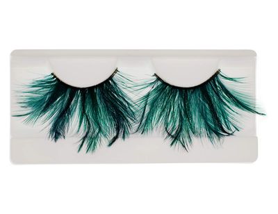 EMILYSTORES Green Faux-Feather Costume Eye Lashes For Halloween, Dramatic Eyelashes, Party Looking, 1 Pair