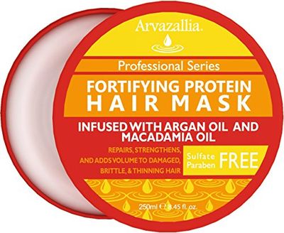 Arvazallia Fortifying Protein Hair Mask and Deep Conditioner with Argan Oil and Macadamia Oil Hair Repair Treatment for Damaged, Brittle, or Thinning Hair - Promotes Natural Hair Growth