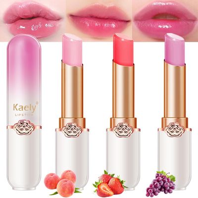 Kaely 3Pcs Peach Strawberry Grape Tinted Lip Balm,PH Lipstick Color Changing Makeup Sets,Lips Plumper Tint Gloss,Korean Lip Stain Color Change Long Lasting,labiales magicos 24 horas originales
