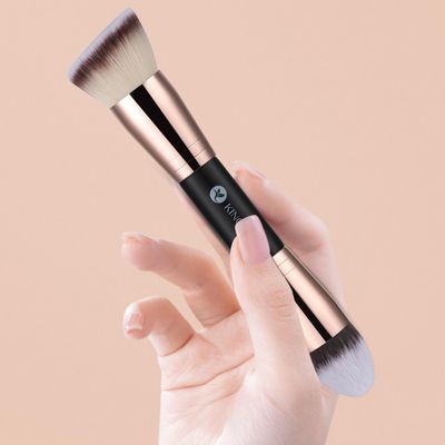 KINGMAS Foundation Makeup Brushes, 2Pcs Premium Double-Ended Makeup Brush (FlatAngledAngled RoundTapered Top) for Buffing Liquid, Cream, Powder, Blending Face Brush